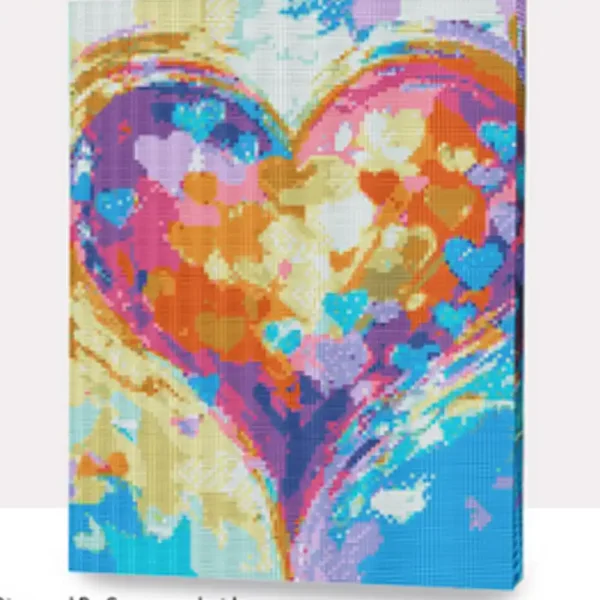 CORAZON COLORIDO LIENZO DIAMOND 30X40
