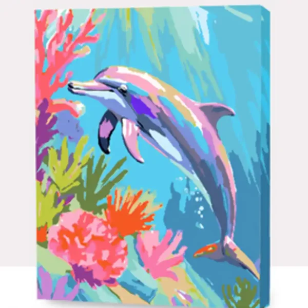 DELFIN VIVO CUADRO PINTURA AL OLEO 40X50
