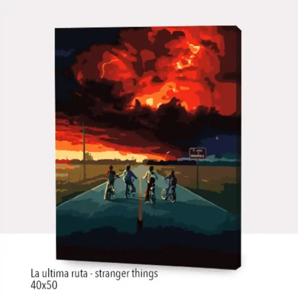 LA ULTIIMA RUTA STRANGER THINGS CUADRO PINTURA AL OLEO 40X50