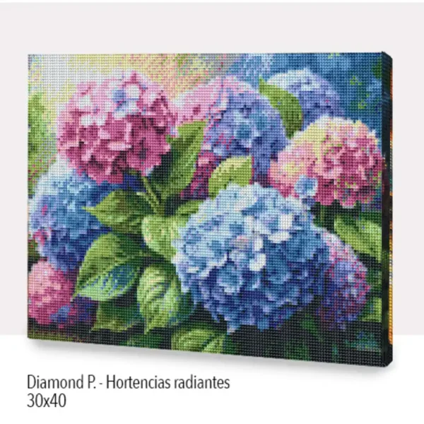 HORTENCIAS RADIANTES LIENZO DIAMOND 30X40