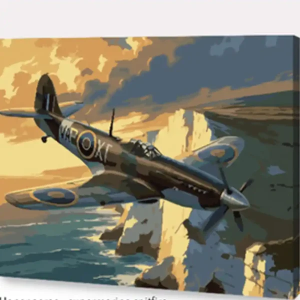HONOR AEREO SUPERMARINE SPITFIRE CUADRO PINTURA AL OLEO 40X50
