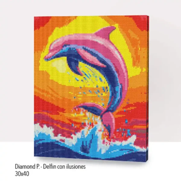 DELFIN CON ILUSIONES LIENZO DIAMOND 30X40